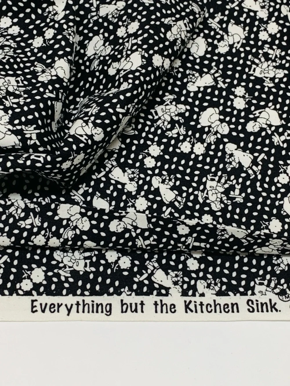 RJR Fabrics 1930s Repro Children’s Print Black & White Cotton Quilt Fabric